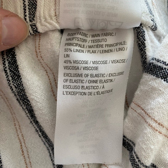 Linen Wide Leg Pants Size Large Neutral Cropped Casual Lightweight Beachy - Picture 9 of 9